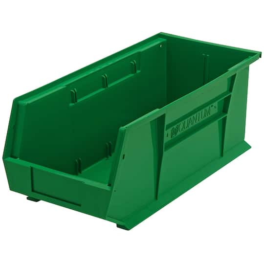 Quantum Storage Polypropylene Hang & Stack Bin: 8-1/4" OAW, 18" OAL, 7" OAH, Green - 80.000 lb Capacity | Part #QUS248GN
